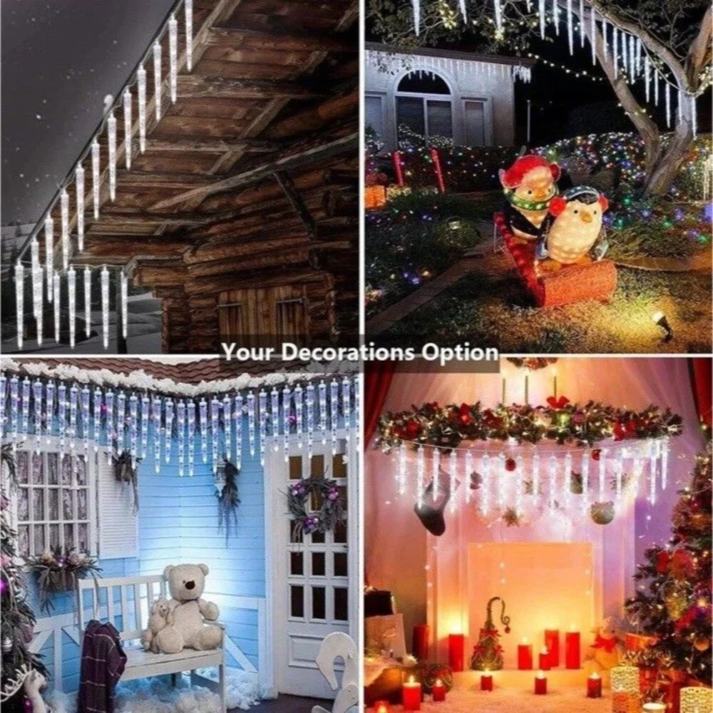 20 Tubes Meteor Shower Rain Lights Drop Icicle Falling String Light Christmas